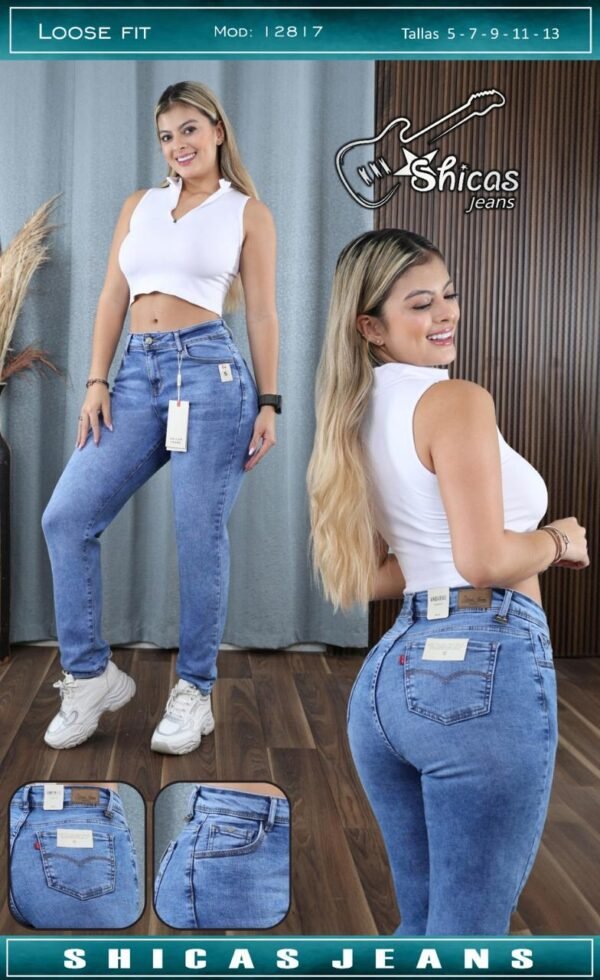 Shicas Jeans Pantalón Dama Loose Fit Modelo 2817