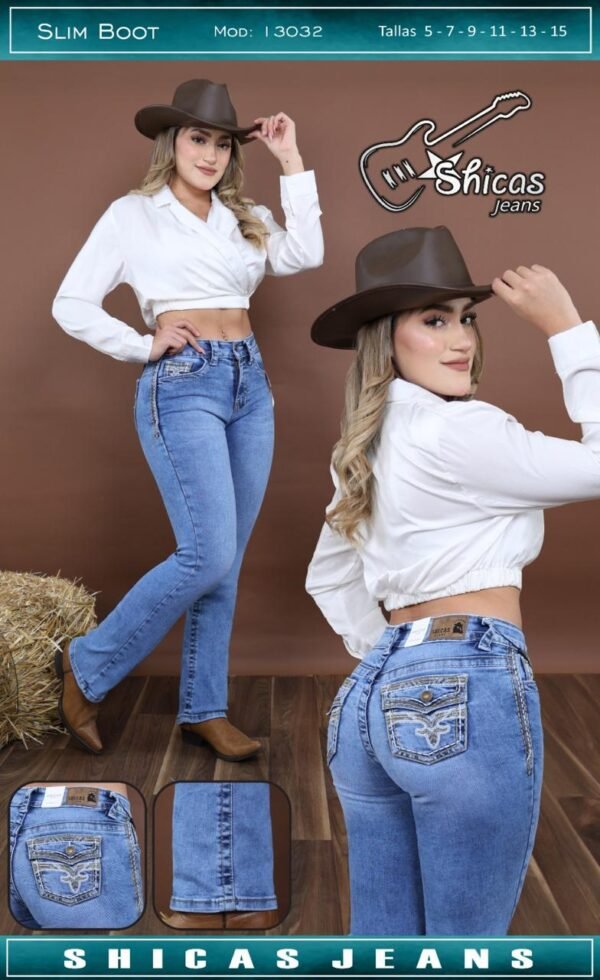 Shicas Jeans Pantalón Dama Slim Boot Modelo 3032