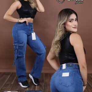 Shicas Jeans Pantalón Dama Strainght Cut Cargo Modelo 3247