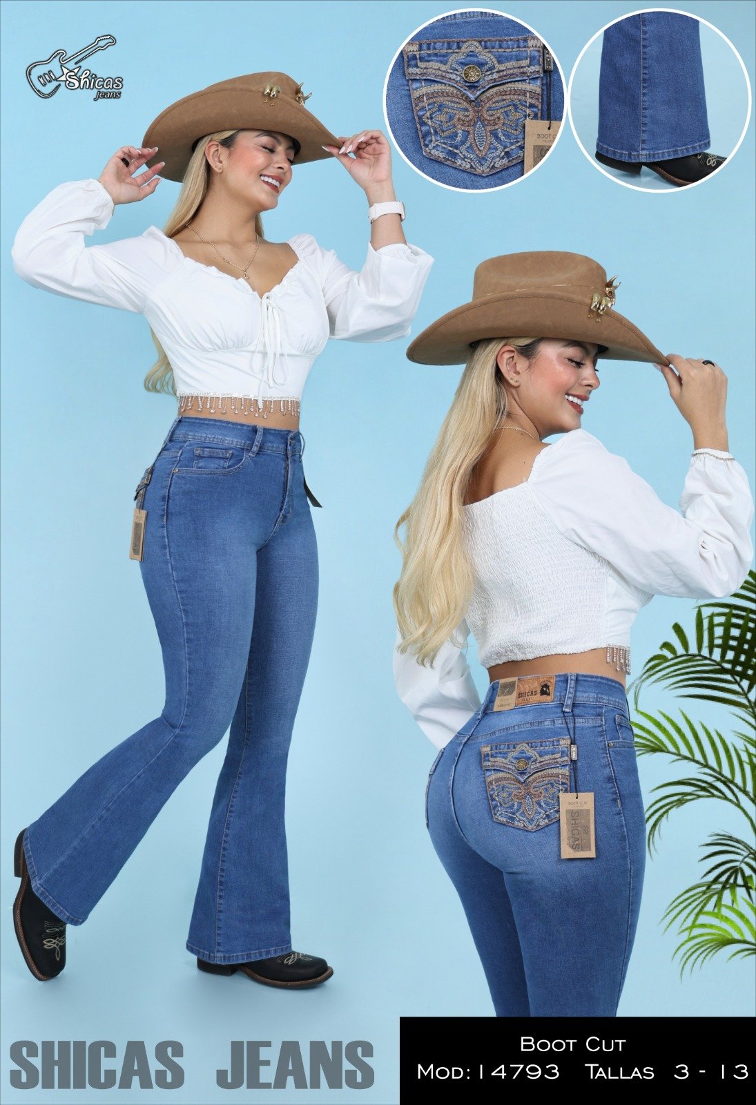 SHICAS JEANS PANTALON DAMA BOOT CUT MODELO 14793 - Image 2